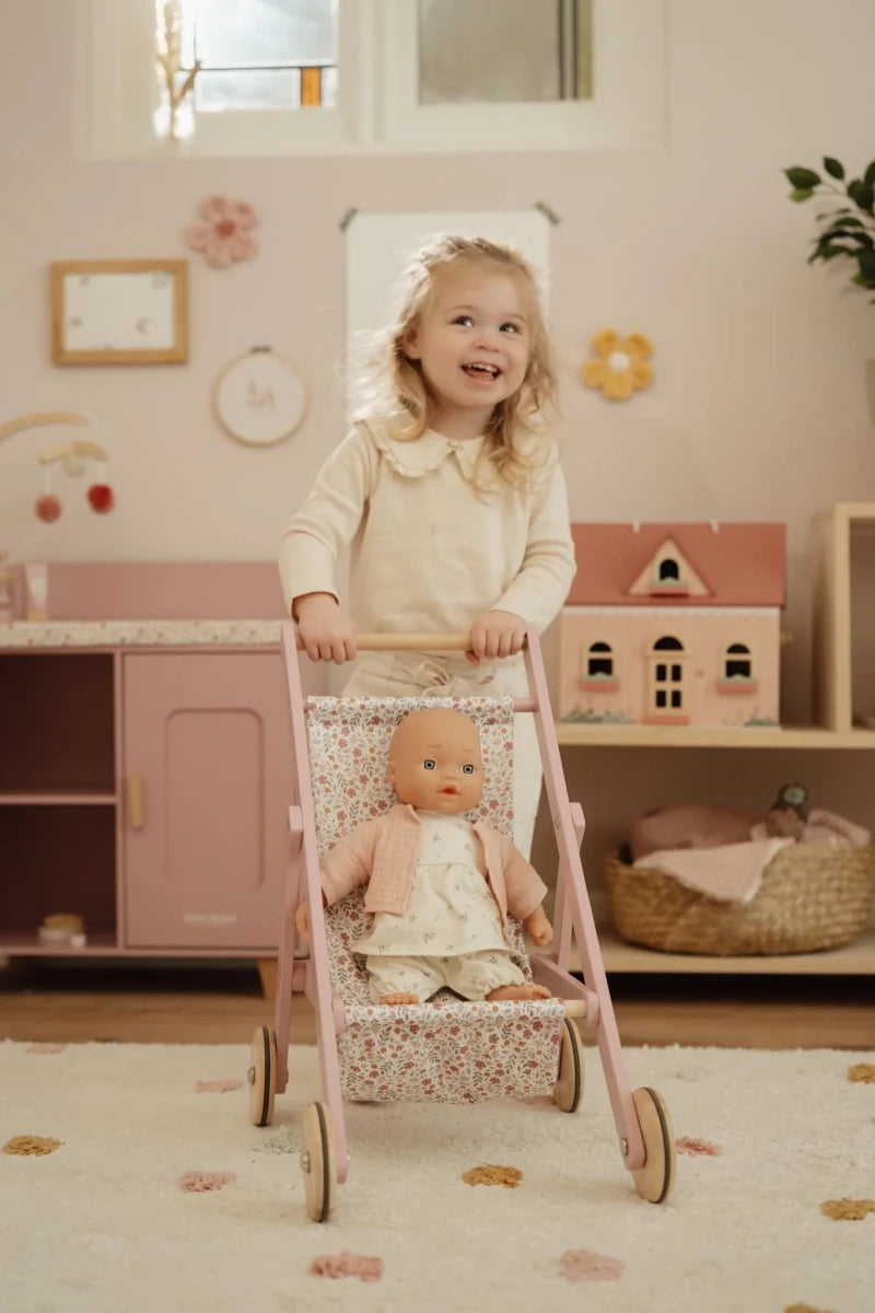 Little Dutch Wooden Doll Stroller – Doll accessories for children, available at Learning Bugs UK