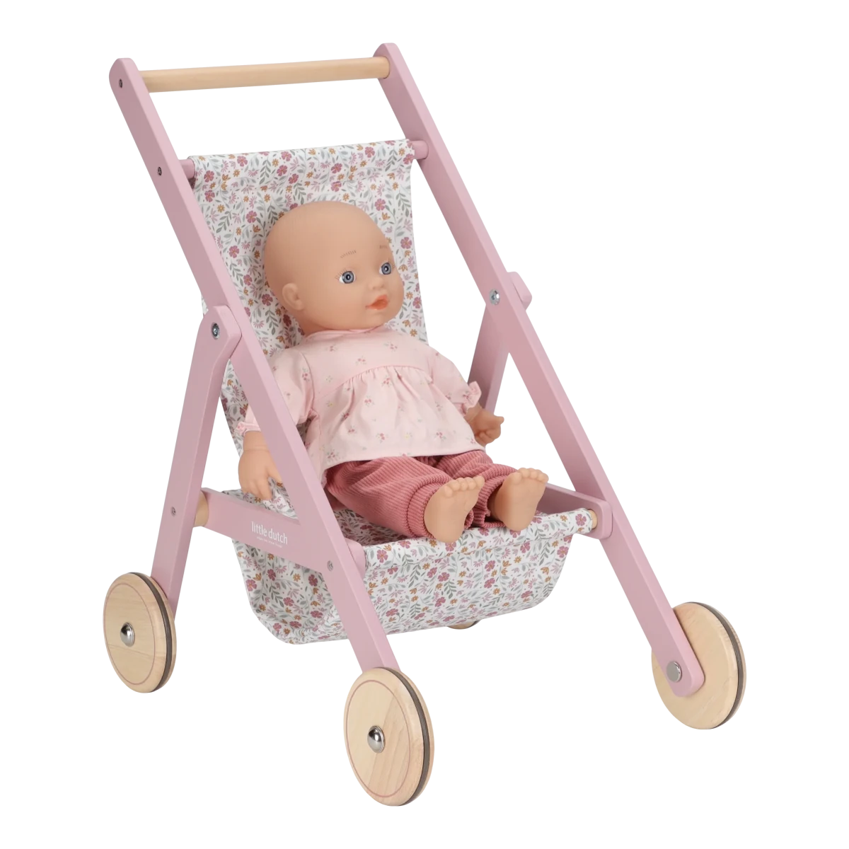 Little Dutch Wooden Doll Stroller – Doll accessories for children, available at Learning Bugs UK