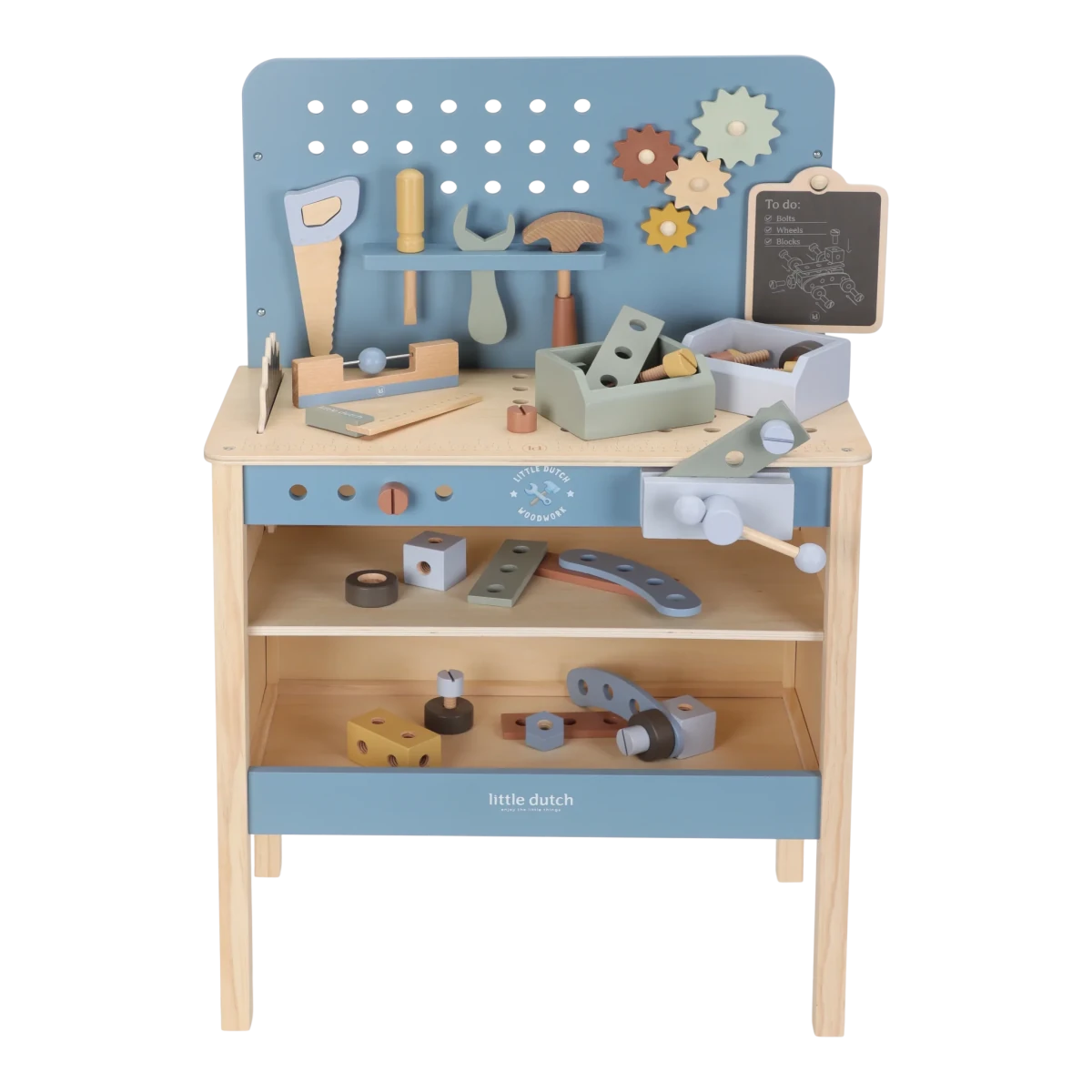 Little Dutch Wooden Workbench – Wooden tool bench playset for children, available at Learning Bugs UK