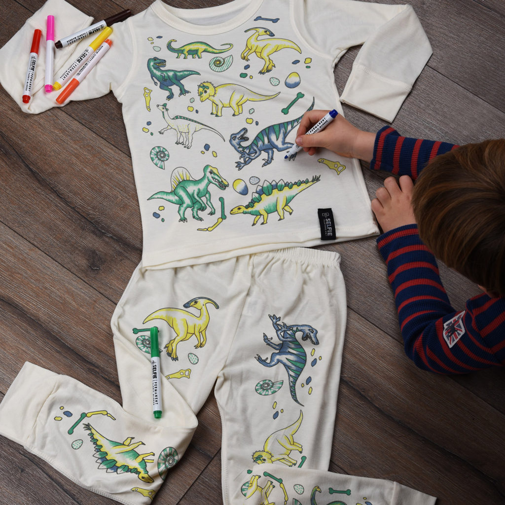 Selfie Clothing Co Dinosaur Colour In Pyjamas - Personalised