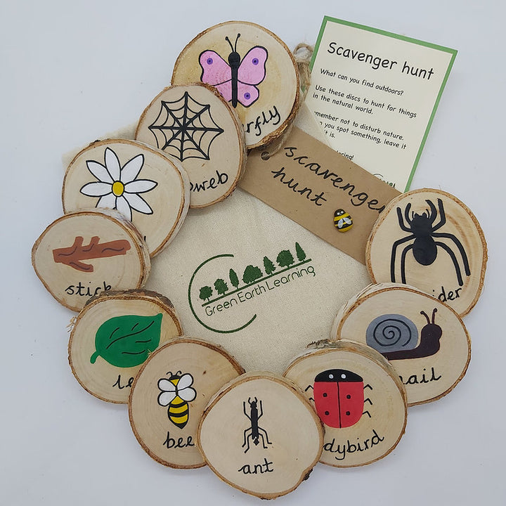 Green Earth Learning Wooden Learning Disks - Scavenger Hunt