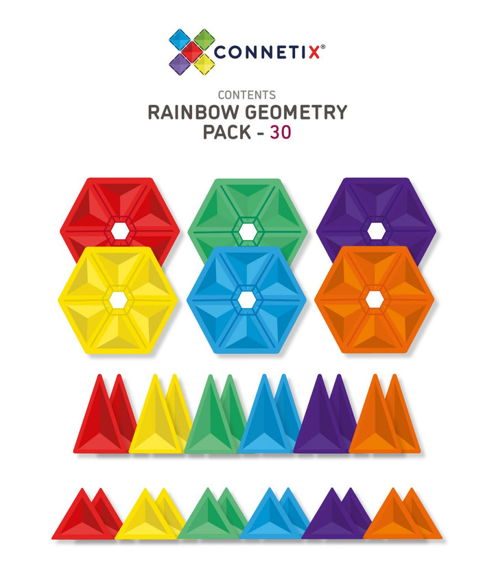 Connetix Tiles 30 Piece Rainbow Geometry Pack