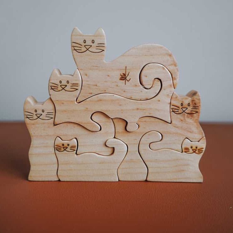 Wooden Cats Puzzle by Kaspi Land - Learning Bugs UK