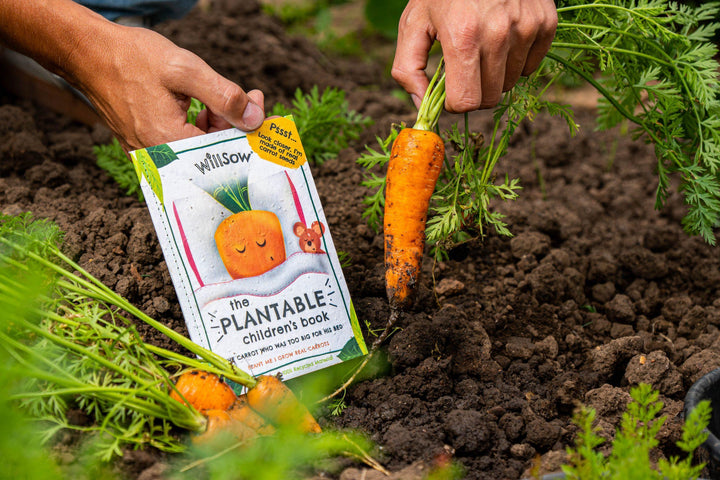 Willsow - Childrens Plantable Book - The Carrot Who Was Too Big For His Bed