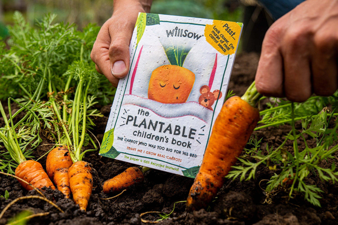 Willsow - Childrens Plantable Book - The Carrot Who Was Too Big For His Bed