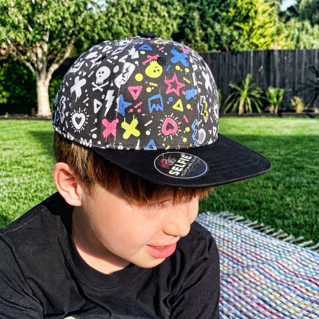 Selfie Clothing Co Graffiti Colour In Snap Back Cap