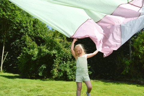 Giant Play Parachute 3.4m - Pastel Colours with 8 Handles by Traditional Garden Games - Learning Bugs UK