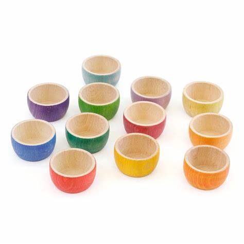 Grapat 12 Colourful Wooden Bowls by Grapat - Learning Bugs UK