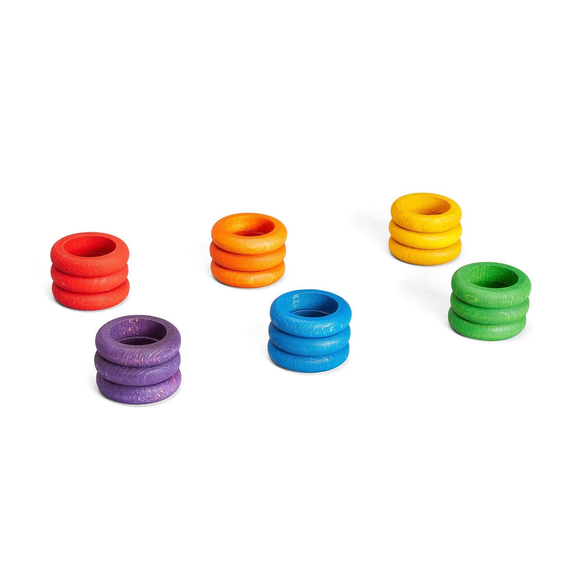 Grapat Mandala Rings - 18 Wooden Rings in 6 Colours by Grapat - Learning Bugs UK