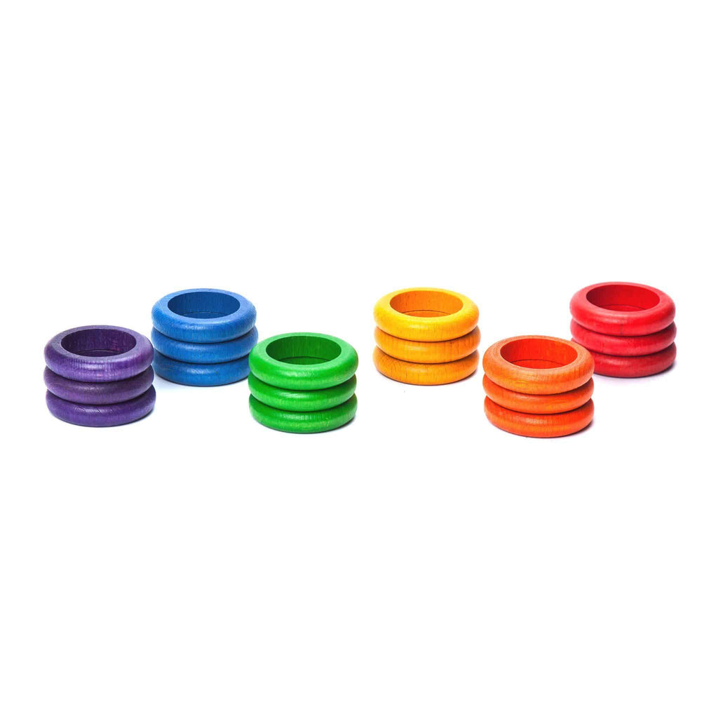 Grapat Mandala Rings - 18 Wooden Rings in 6 Colours by Grapat - Learning Bugs UK