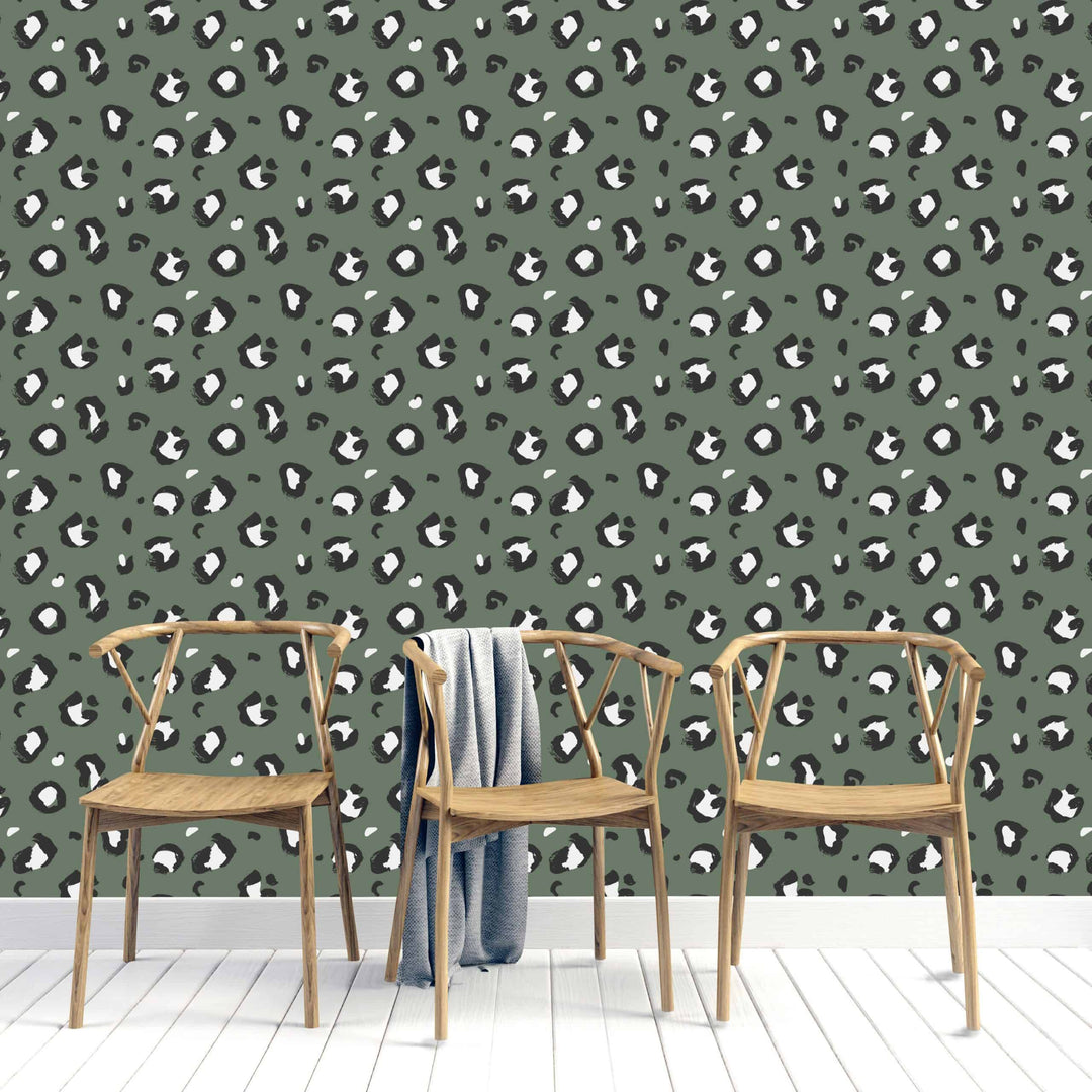 Sage Leopard Print Wallpaper