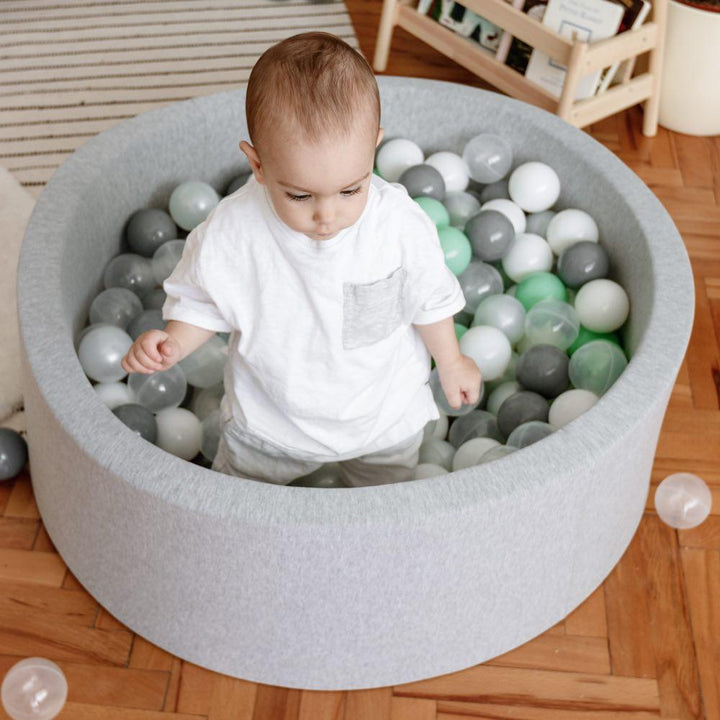 Larisa and Pumpkin Light Grey Ball Pit - Blue/Grey/White Balls