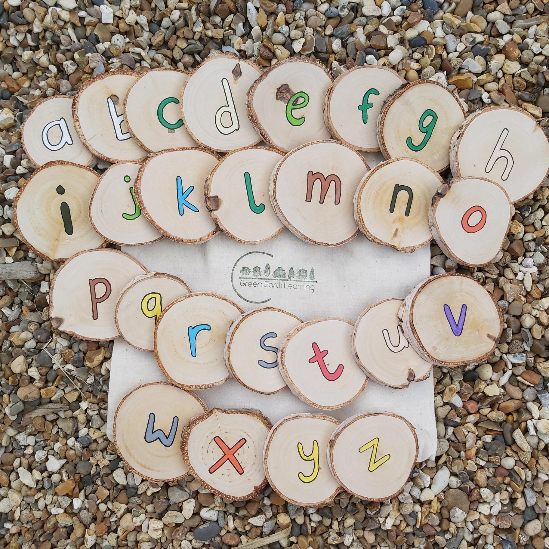 Green Earth Learning Nature Alphabet Wooden Discs by Green Earth Learning - Learning Bugs UK