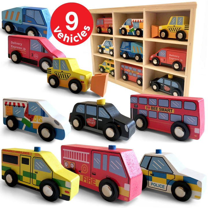 Bee Smart Wooden 9 Vehicle Set