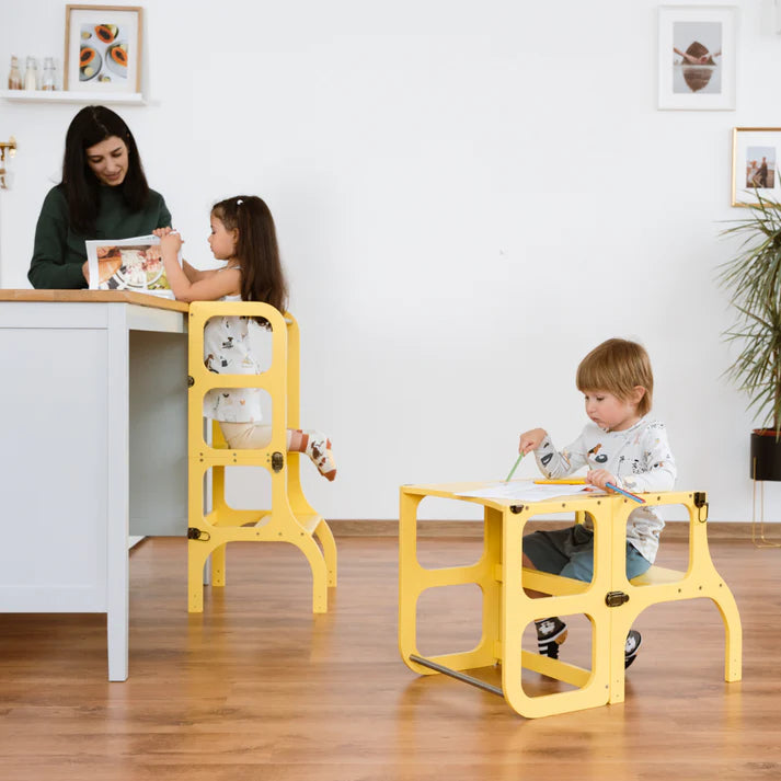 Help Tower - Table Step 'n' Sit White with Silver Catches