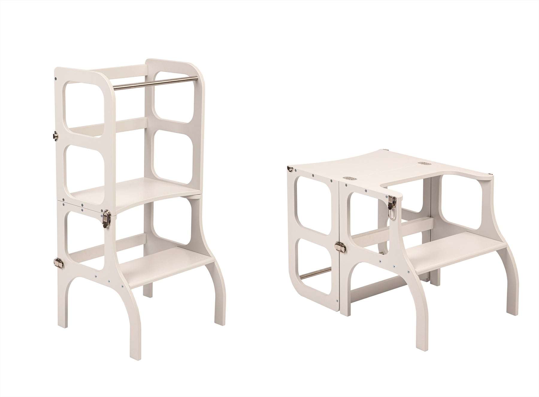 Help Tower - Table Step 'n' Sit White with Silver Catches by Ette Tete - Learning Bugs UK