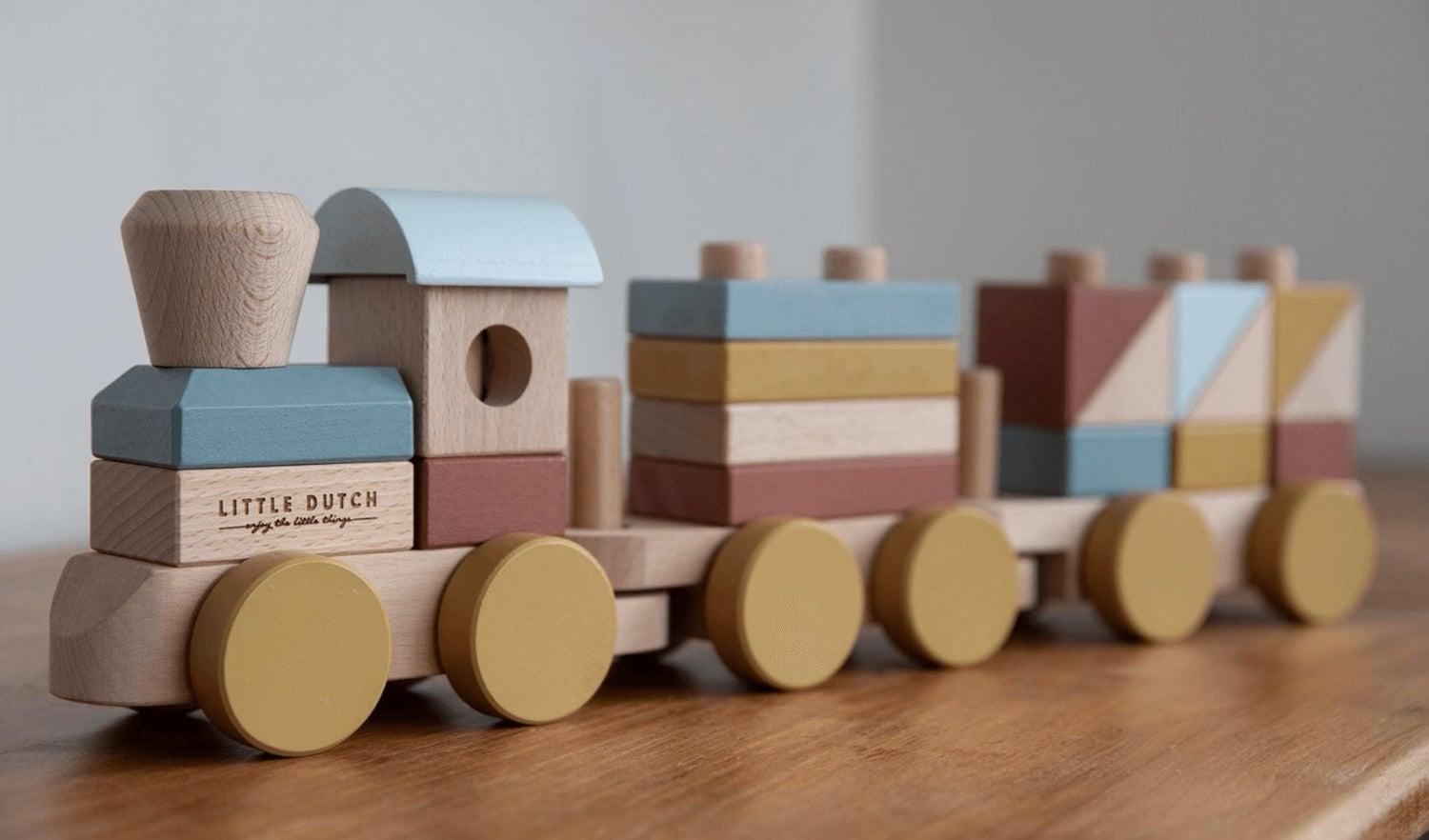 Little Dutch - Stacking Train Rainbow Pure & Nature by Little Dutch - Learning Bugs UK