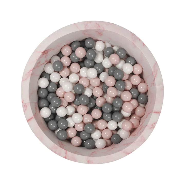 Larisa and Pumpkin Pink Marble Ball Pit - Powder/Grey/White Balls