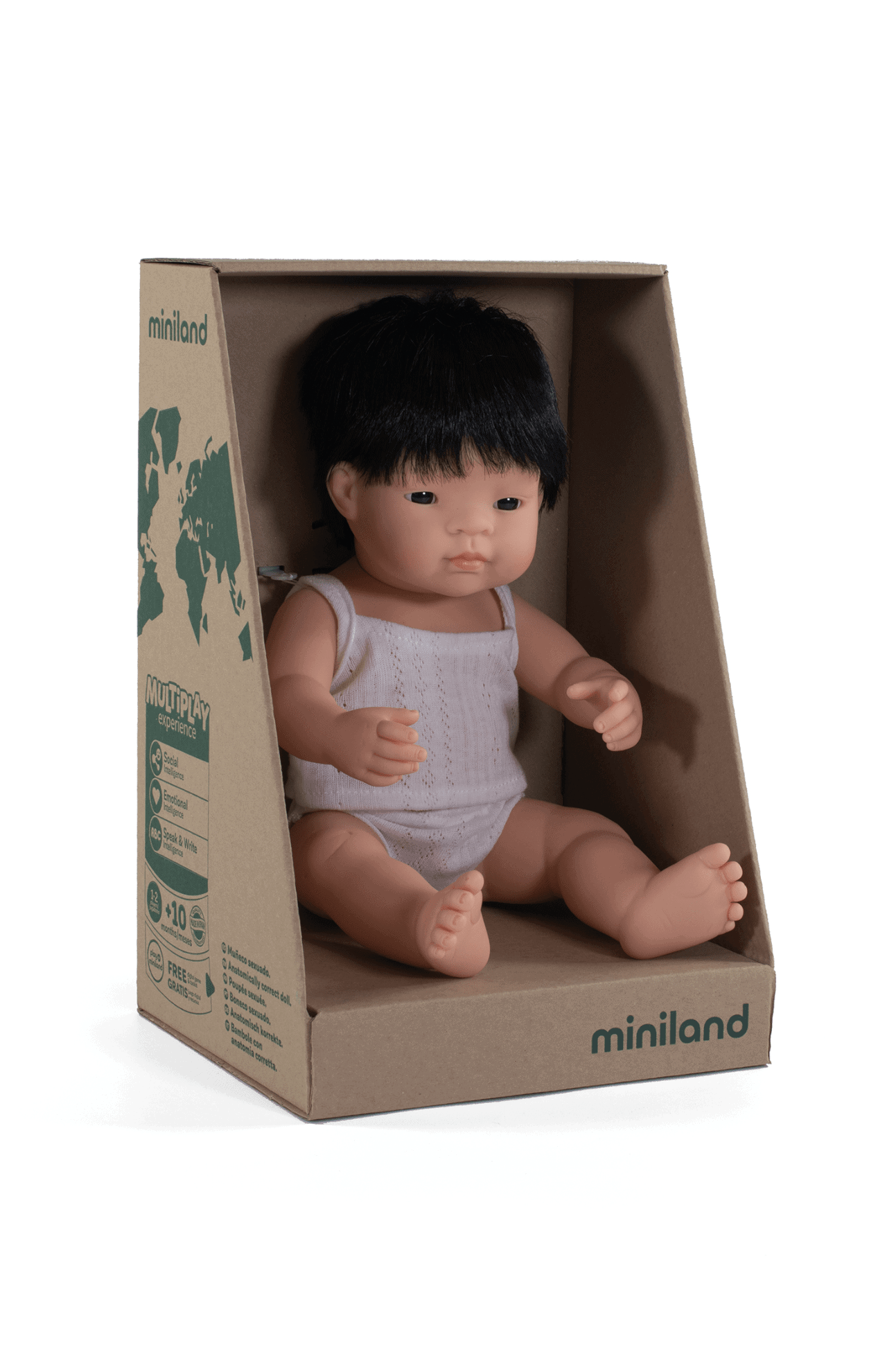 Miniland Toddler Doll 38cm - Asian Boy with Down Syndrome, Inclusive Educational Toy by Miniland - Learning Bugs UK