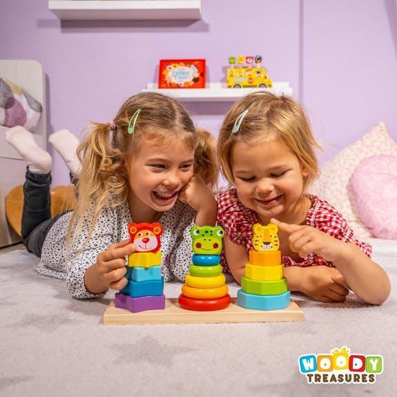 Buy Woody Treasures Animal Shape Stacking Toy | for kids by Learning Bugs UK