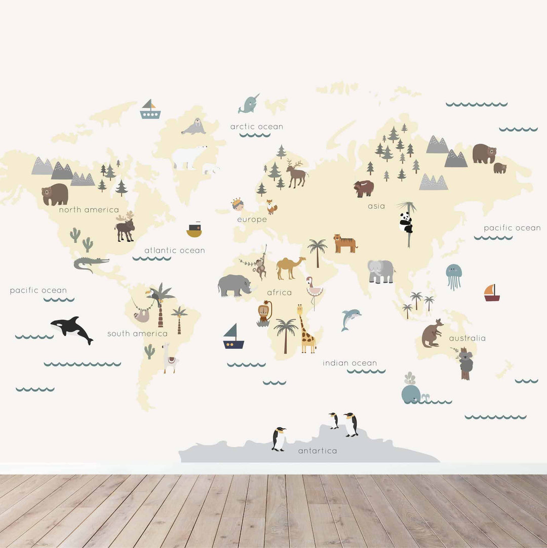 World Map Wallpaper Mural